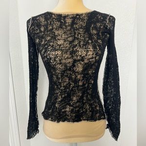 Black mesh lace double lined blouse